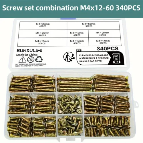 4d82733d-b41f-4c05-af1d-3f681137a0df.webp 340pcs M4 Flat Head Wood Screw Set