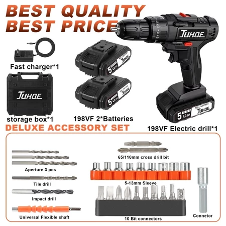 Cordless Drill Impact Drill 188VF Barena Electric Screwdriver impact drill With 32pcs drill bit set