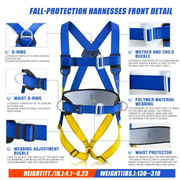 Heavy-Duty Full Body Safety Harness