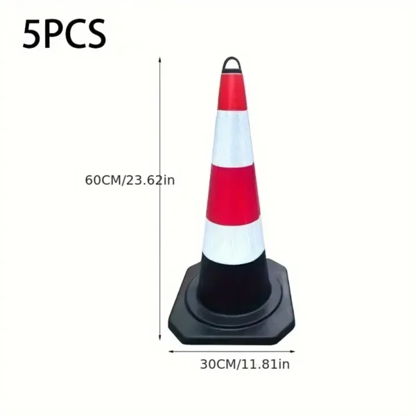 5pcs 23-Inch Reflective Black Traffic Cones